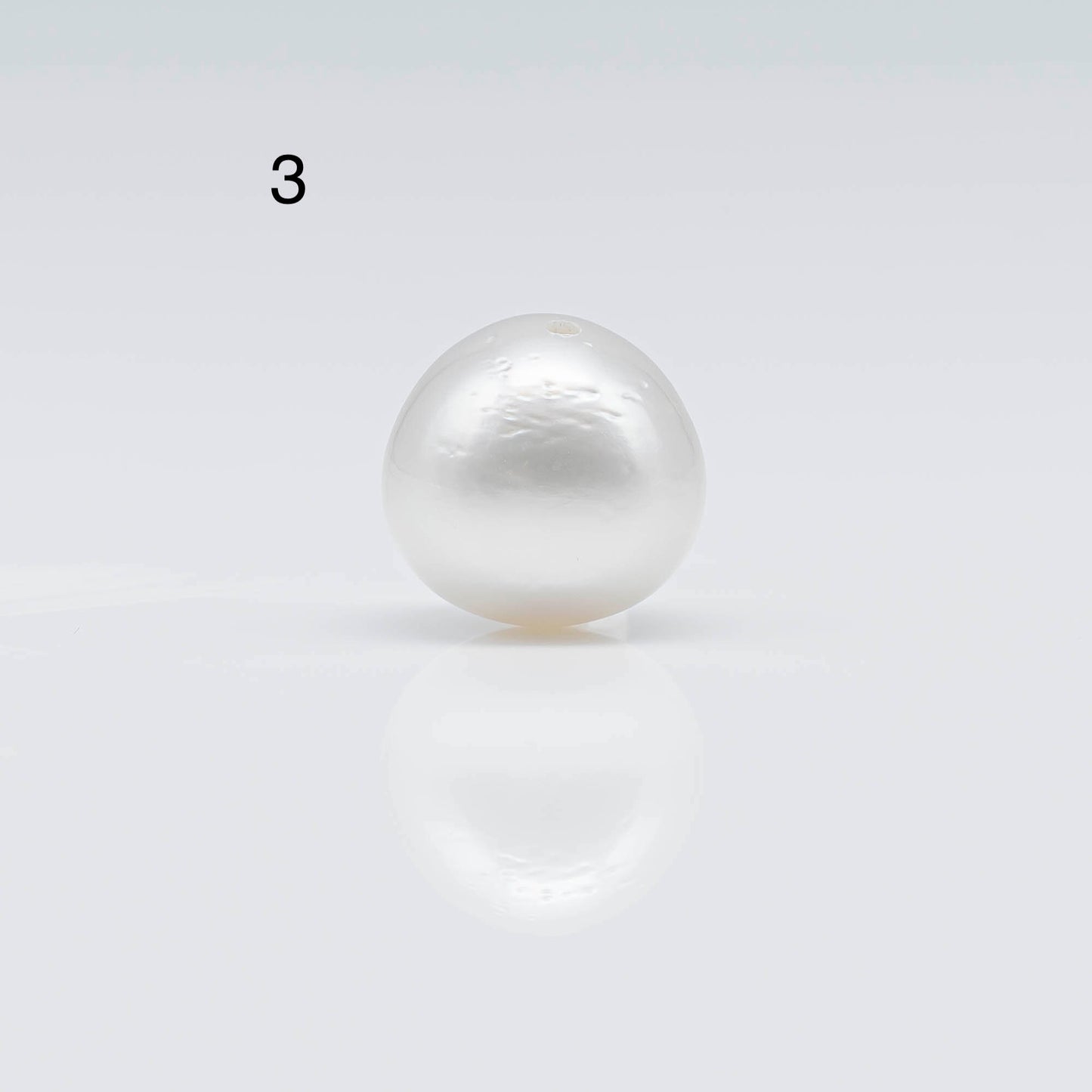 12-13mm South Sea Pearl in Near Round with Natural White Color and High Luster, Blemishes and Loose Single Piece Half Drilled, SKU # 1680SS