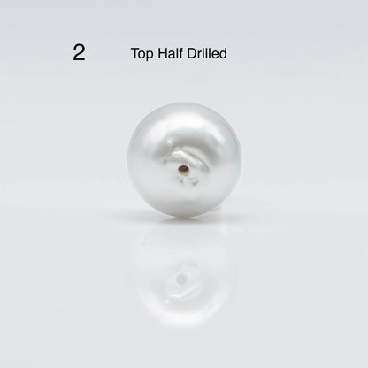 13-14mm Teardrop South Sea Pearl in Natural White Color and High Luster with Blemishes, Half Drilled Single Loose Pearl, SKU # 1681SS