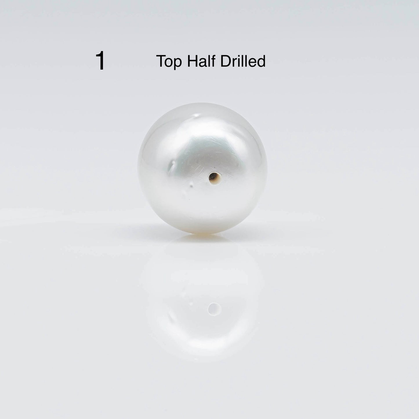 14-15mm Large Size South Sea Pearl in Natural White Color and High Luster with Blemish, Half Drilled Single Piece Loose Pearl, SKU # 1682SS