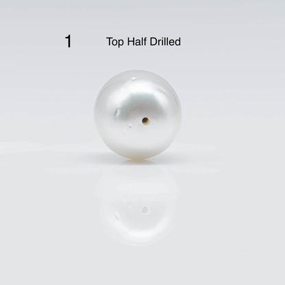 14-15mm Large Size South Sea Pearl in Natural White Color and High Luster with Blemish, Half Drilled Single Piece Loose Pearl, SKU # 1682SS