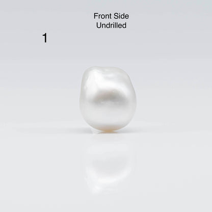 13-15mm Baroque South Sea Pearl in Natural White Color and High Luster with Blemishes, Single Piece Undrilled or Half Drilled, SKU # 1685SS