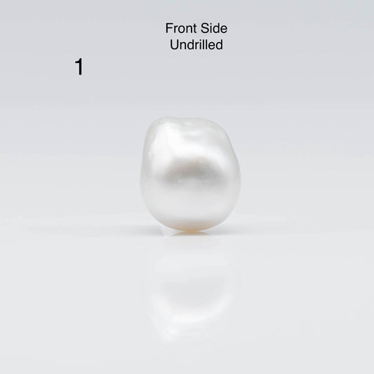 13-15mm Baroque South Sea Pearl in Natural White Color and High Luster with Blemishes, Single Piece Undrilled or Half Drilled, SKU # 1685SS