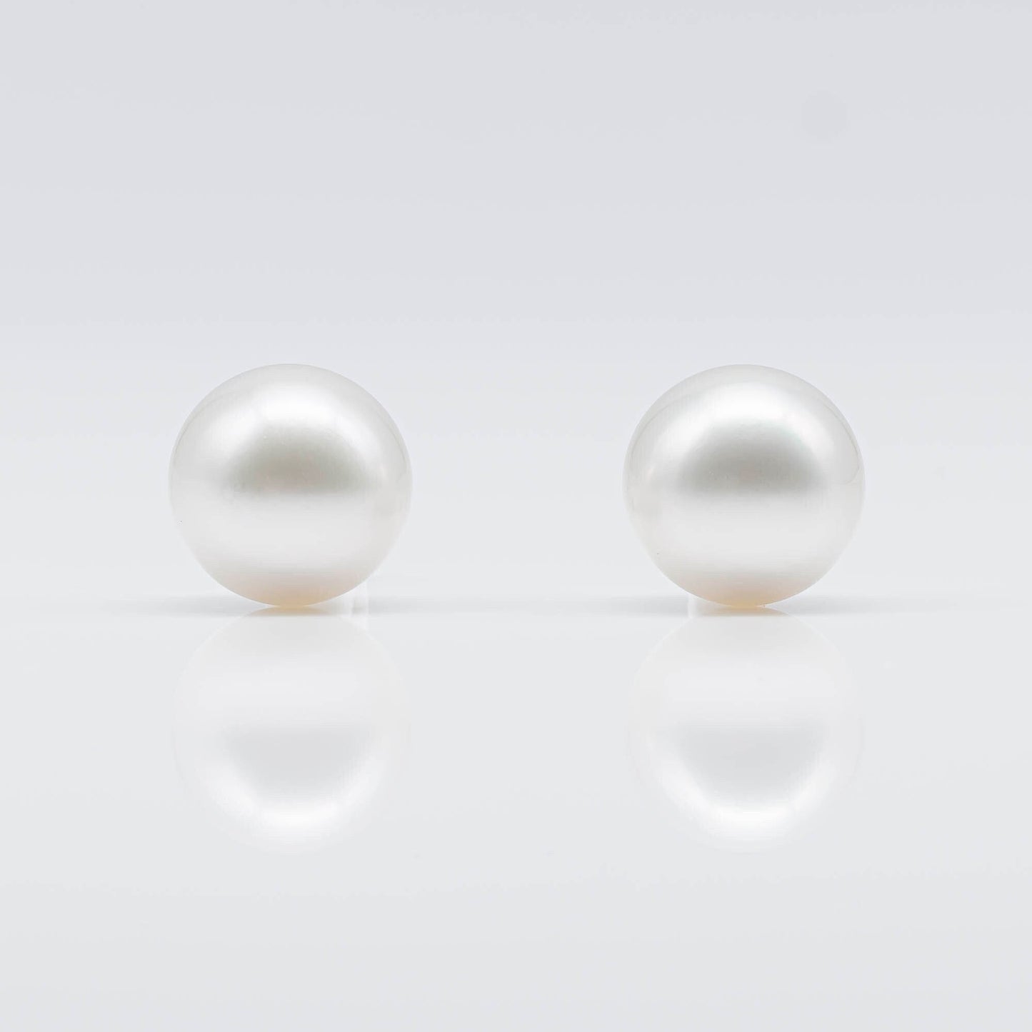 AAA 13mm South Sea Pearl Round Matching Pair in Natural White Color and High Luster with Minor Blemish in Half Drilled, SKU # 1693SS