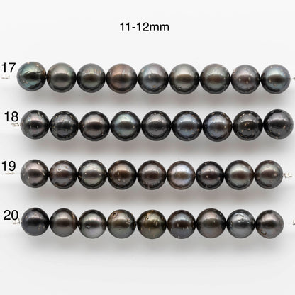 11-13 Round Tahitian Pearl with Lots of Blemishes, Natural Color with Luster for Beading or Jewelry Making in Short Strand, SKU # 1702TH