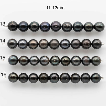 11-13 Round Tahitian Pearl with Lots of Blemishes, Natural Color with Luster for Beading or Jewelry Making in Short Strand, SKU # 1702TH