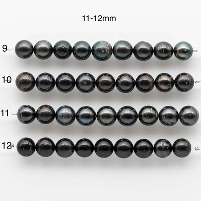 11-13 Round Tahitian Pearl with Lots of Blemishes, Natural Color with Luster for Beading or Jewelry Making in Short Strand, SKU # 1702TH