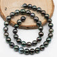 9-10mm Black Tahitian Pearl Near Round in High Luster and Natural Color with Blemishes for Beading, Full Strand, SKU # 1711TH