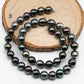 9-10mm Natural Color Tahitian Pearl in Near Round with High Luster and Blemishes for Jewelry Making on a Full Strand, SKU # 1712TH