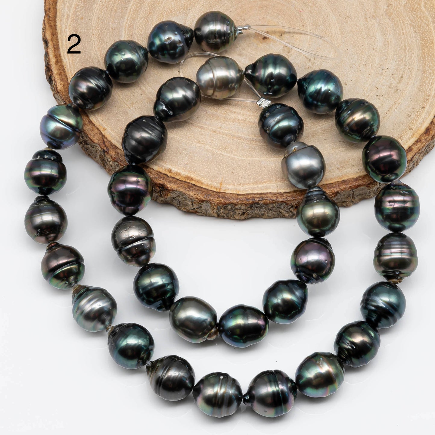 10-11mm Circle Tahitian Pearl Near Round with High Lusters and Natural Colors, In Full Strand with Blemish for Jewelry Making, SKU # 1716TH