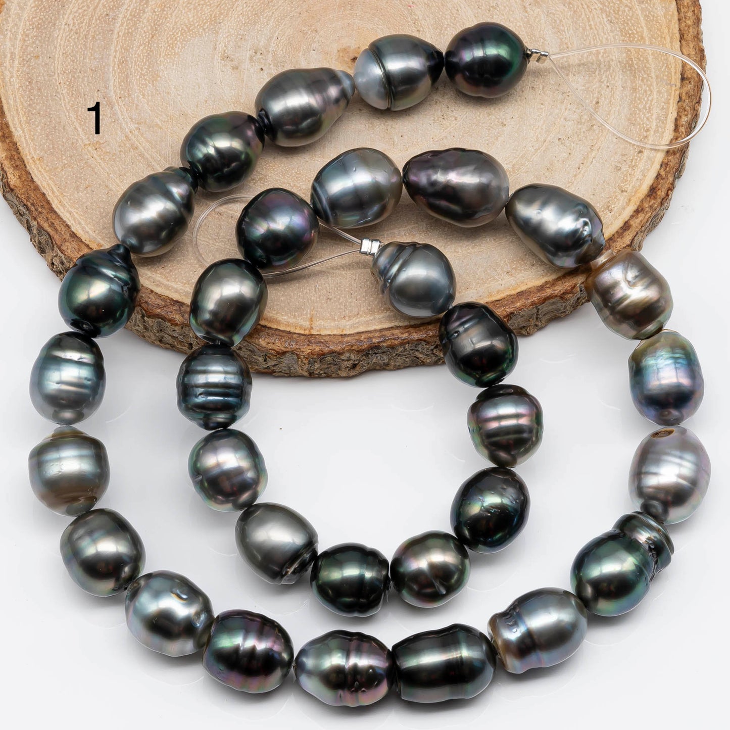 10-11mm Tear Drop Tahitian Pearl in Natural Color and High Luster with Blemishes, Full Strand for Jewelry Making, SKU # 1721TH