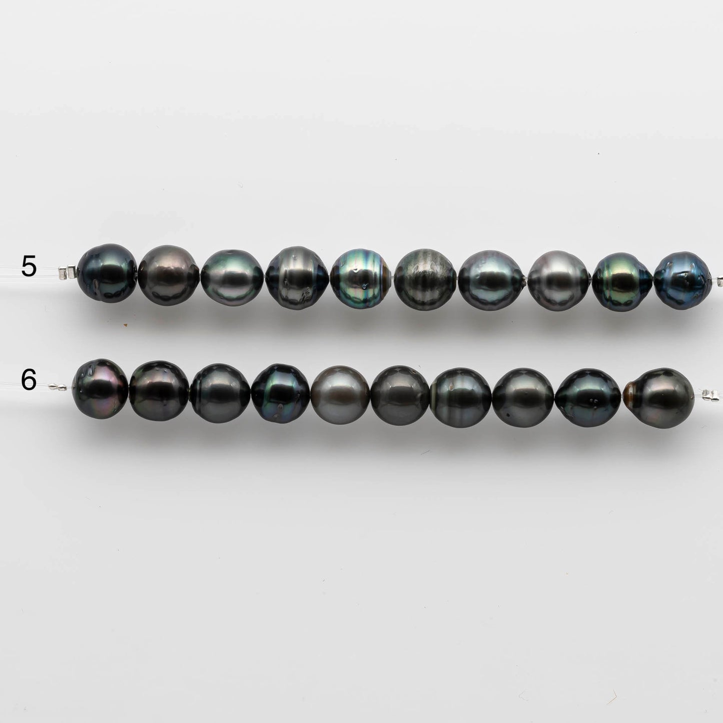 10-11mm Tahitian Pearl Near Round or Drop with Natural Color and High Luster, Short Strands with Blemishes for Jewelry Making, SKU # 1724TH