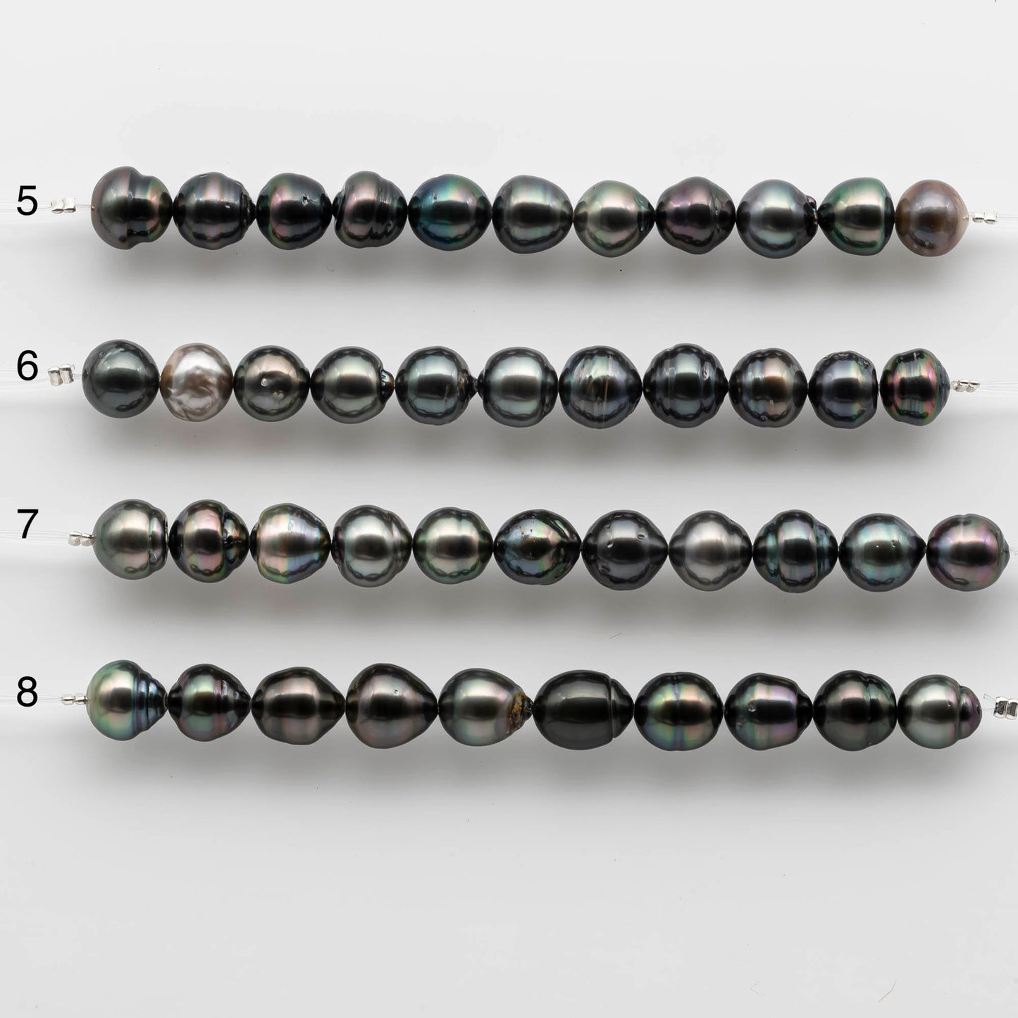 9-10mm Near Round Tahitian Pearl with Natural Color and High Luster, In Short Strands with Blemishes for Jewelry Making, SKU # 1725TH