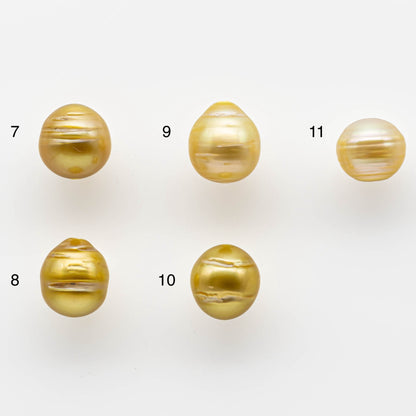 10-12mm Golden South Sea Pearl Drops in Natural Color with High Luster and Blemishes, Single Piece with Full Drilled, SKU # 1673GS