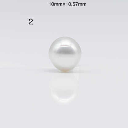 10-11mm Near Round South Sea Pear in Natural White Color and High Luster with Minor Blemishes, Loose Single Piece Half Drilled, SKU # 1679SS