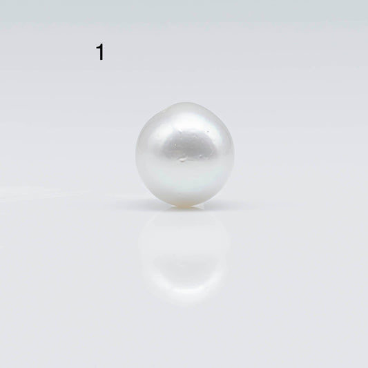 12-13mm South Sea Pearl in Near Round with Natural White Color and High Luster, Blemishes and Loose Single Piece Half Drilled, SKU # 1680SS