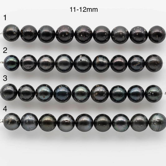 11-13 Round Tahitian Pearl with Lots of Blemishes, Natural Color with Luster for Beading or Jewelry Making in Short Strand, SKU # 1702TH