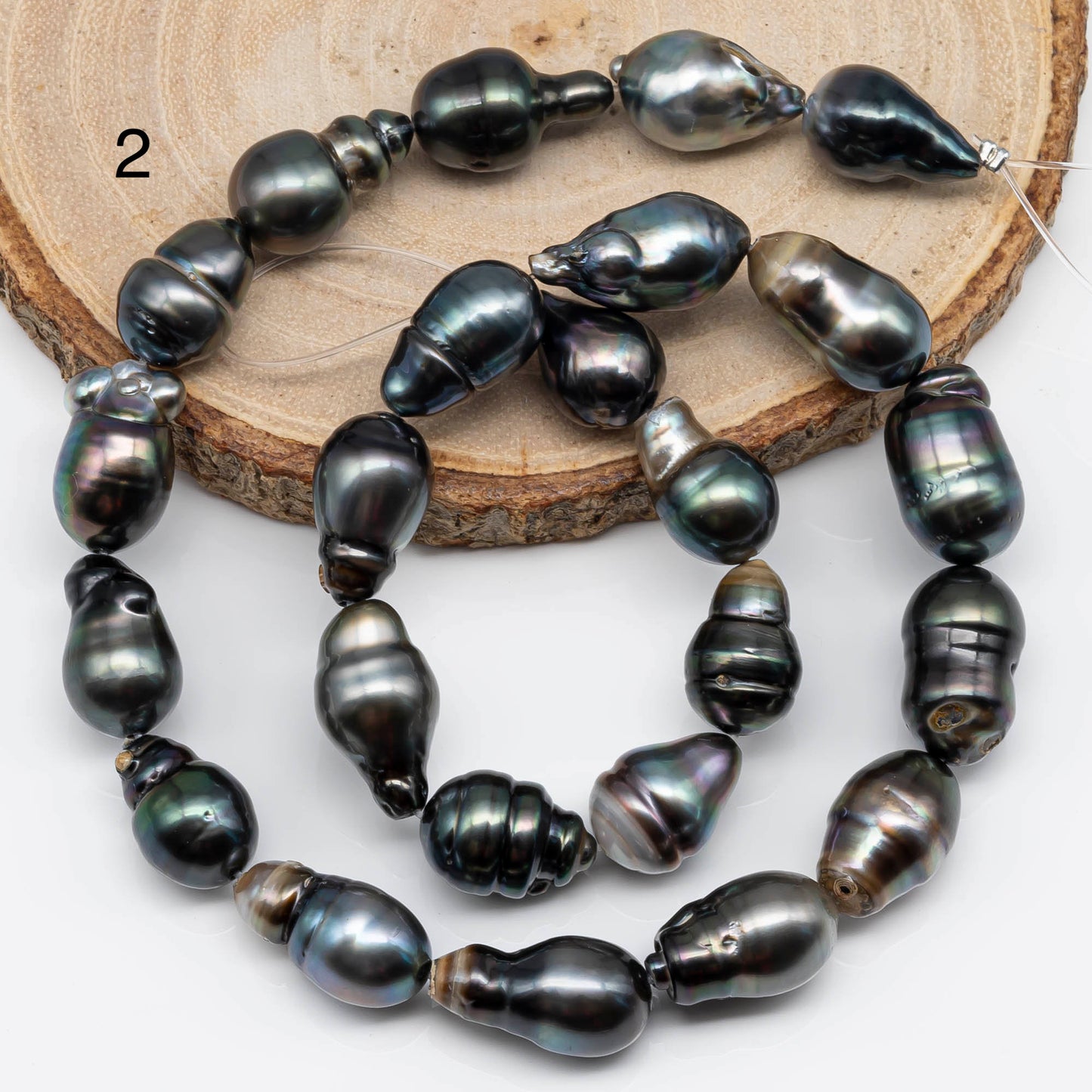 10-11mm Tear Drop Tahitian Pearl in Natural Color and High Luster with Blemishes, Full Strand for Jewelry Making, SKU # 1721TH