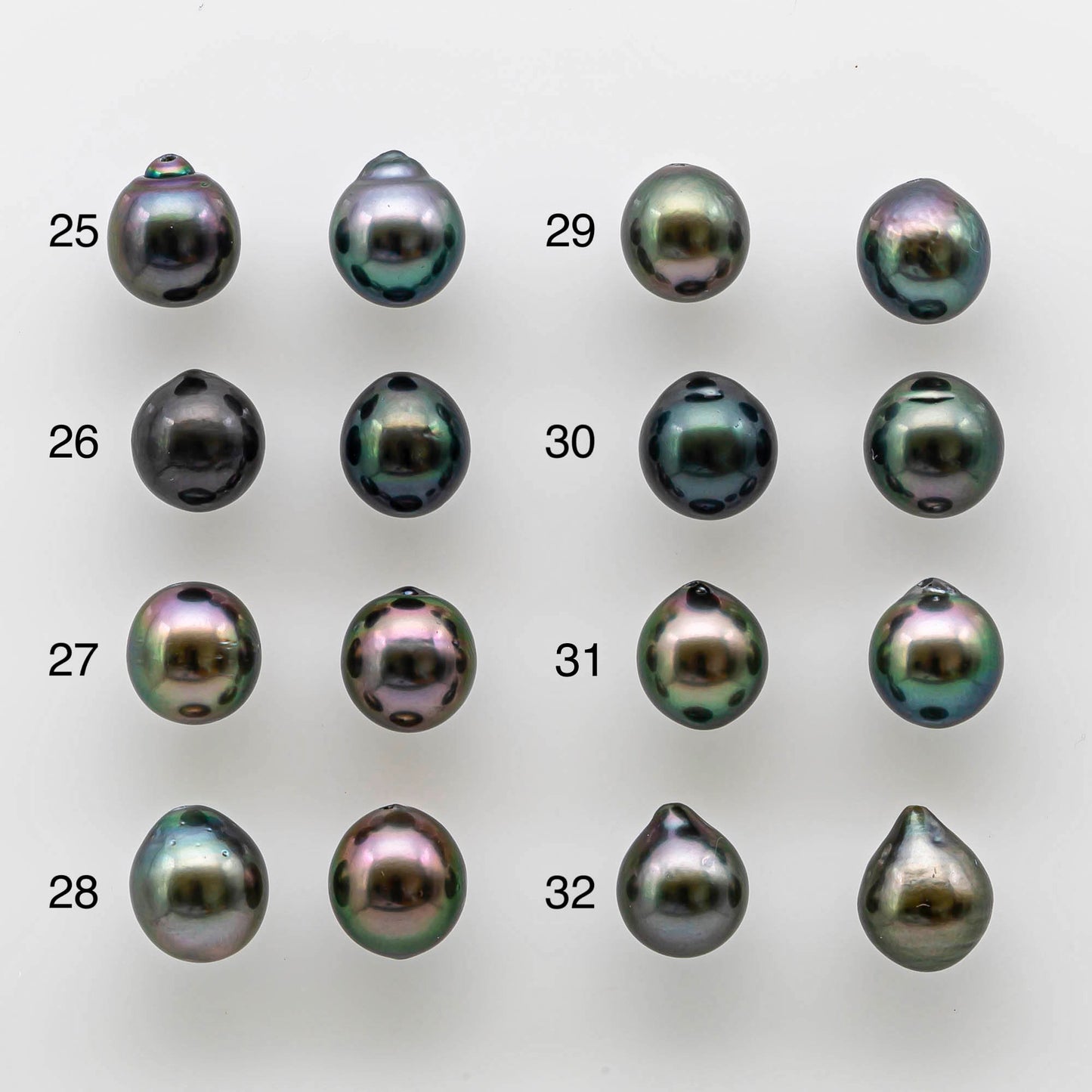 8-9mm Tahitian Pearl Drops in Matching Pair for Making Earring with High Luster and Minor Blemish, Undrilled, SKU # 1729TH