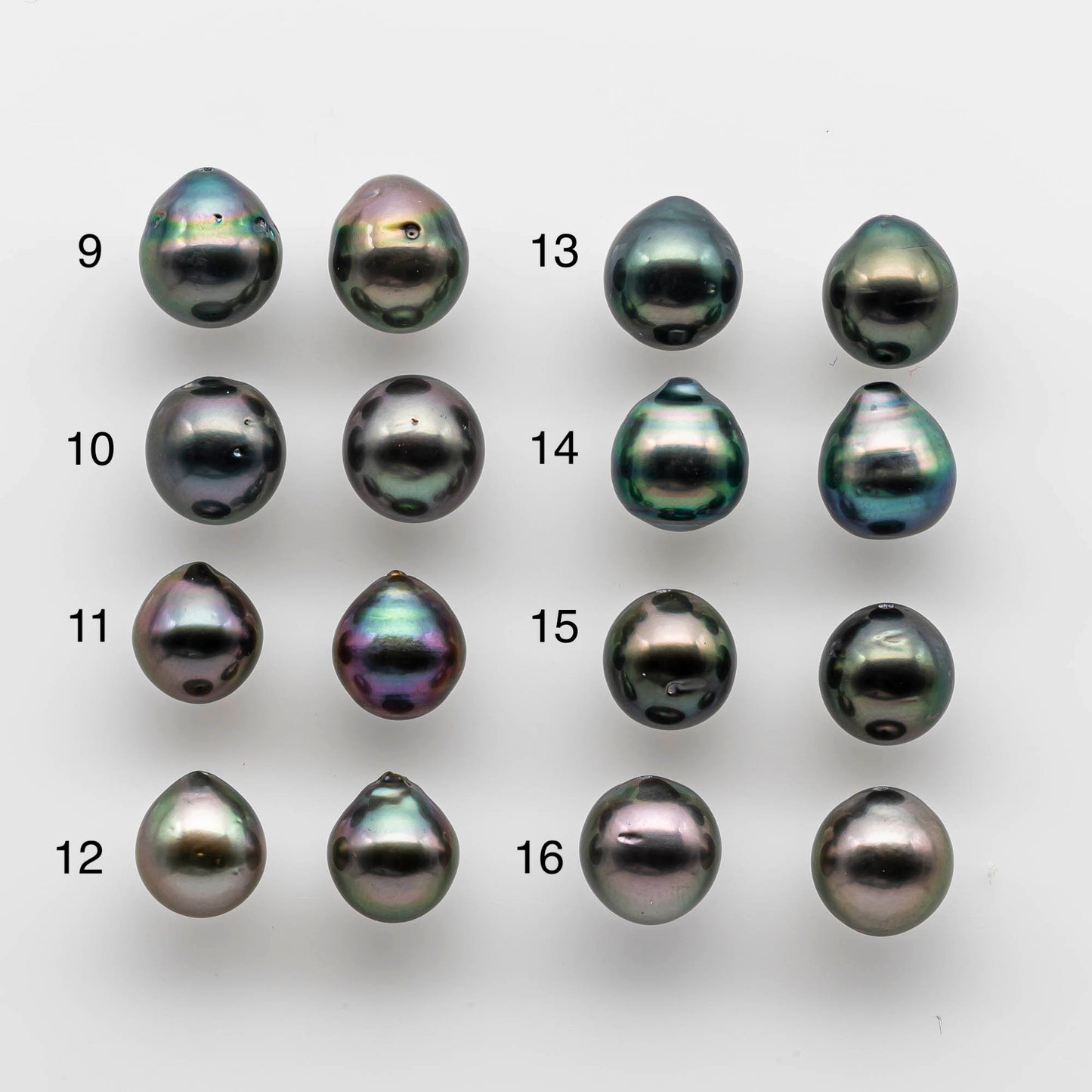 9-10mm Tahitian Pearl Teardrop with High Luster and Blemish, Matching Pair Loose Undrilled for Making Earring or Pendant, SKU # 1737TH