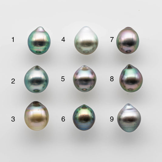 9-10mm Drop Tahitian Pearl with Beautiful Luster and Minor Blemish, Undrilled Loose Single Piece for Jewelry Making or Beading, SKU # 1741TH