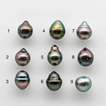 9-10mm Loose Tahitian Pearl Drop in Natural Color and High Luster with Blemish, Loose Undrilled or Drilled or Large Hole, SKU # 1746TH