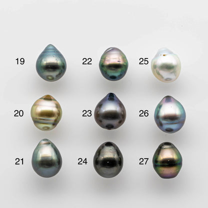 9-10mm Colorful Tahitian Pearl Drop with Natural Color and High Luster with Blemish, Loose Undrilled or Large Hole, SKU # 1747TH