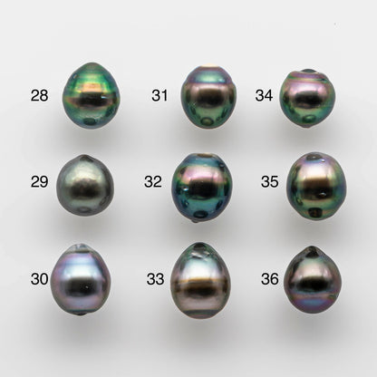 9-10mm Colorful Tahitian Pearl Drop with Natural Color and High Luster with Blemish, Loose Undrilled or Large Hole, SKU # 1747TH