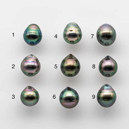 9-10mm Colorful Tahitian Pearl Drop with Natural Color and High Luster with Blemish, Loose Undrilled or Large Hole, SKU # 1747TH