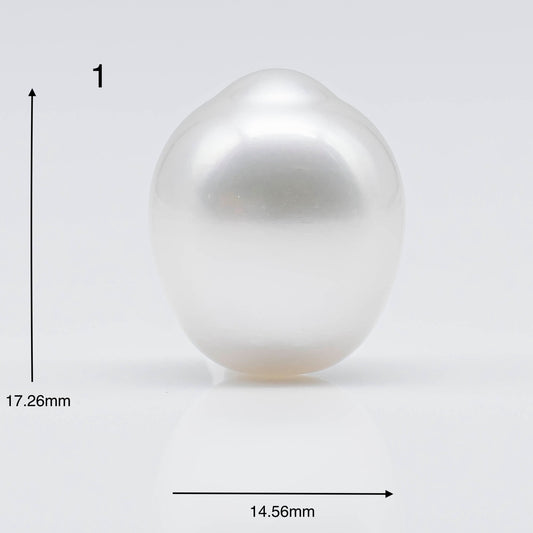 14-15mm Large Size South Sea Pearl Drop in Single Piece Loose Undrilled with Natural White Color and Amazing Luster, SKU # 1754SS