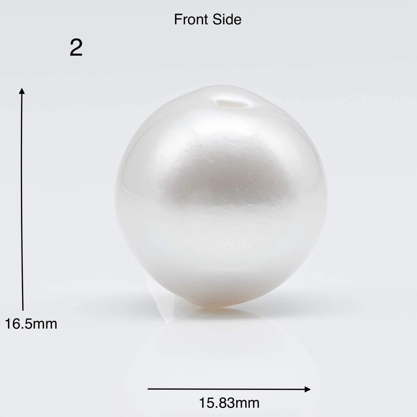 15-16mm XL South Sea Pearl Near Round or Drop in Natural White Color with High Luster and Minor Blemish, Undrilled Loose Piece, SKU # 1757SS