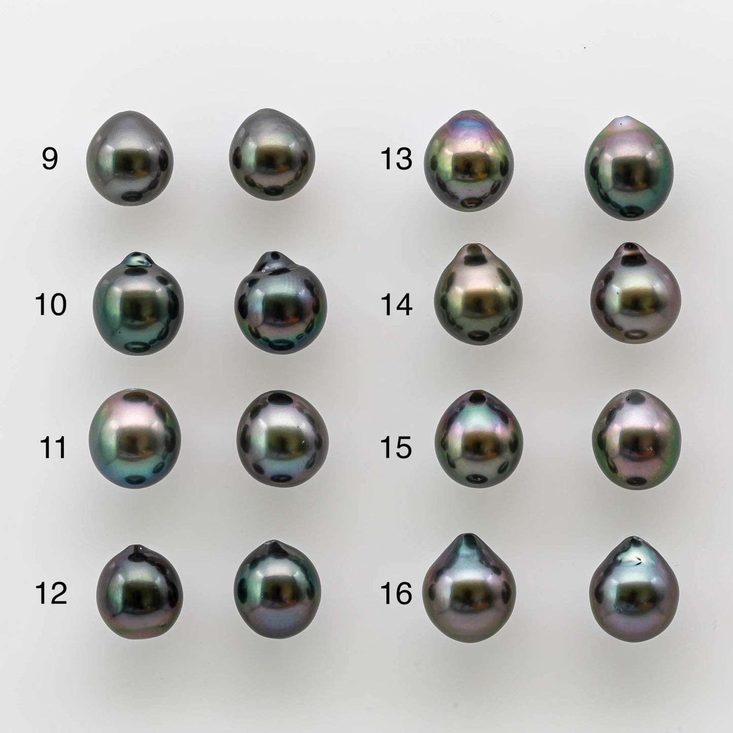 8-9mm High Quality Tahitian Pearl Drops in Loose Pair with Amazing Lusters and Minor Blemish in Undrilled for Making Earring, SKU # 1728TH