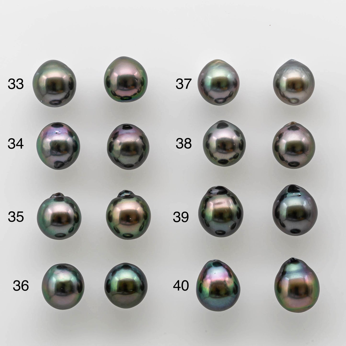 8-9mm High Quality Tahitian Pearl Drops in Loose Pair with Amazing Lusters and Minor Blemish in Undrilled for Making Earring, SKU # 1728TH