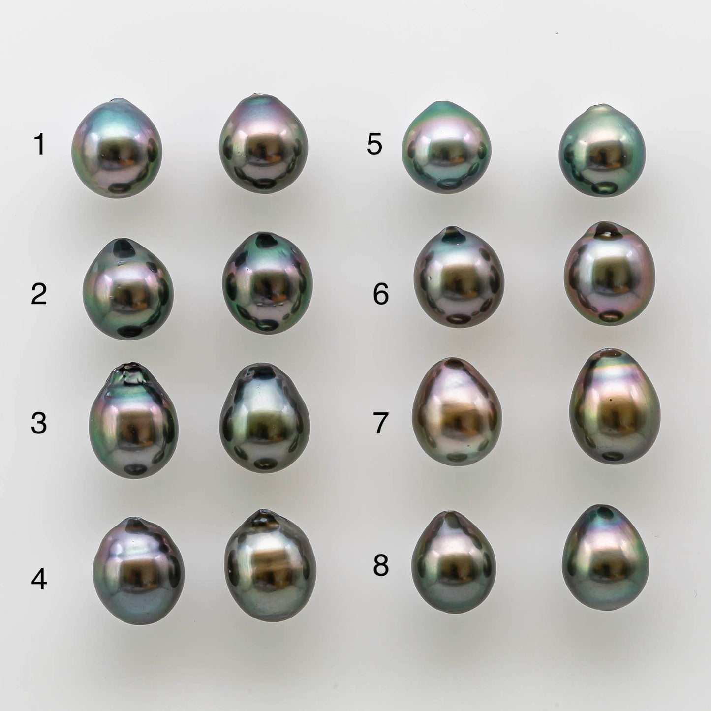 8-9mm High Quality Tahitian Pearl Drops in Loose Pair with Amazing Lusters and Minor Blemish in Undrilled for Making Earring, SKU # 1728TH