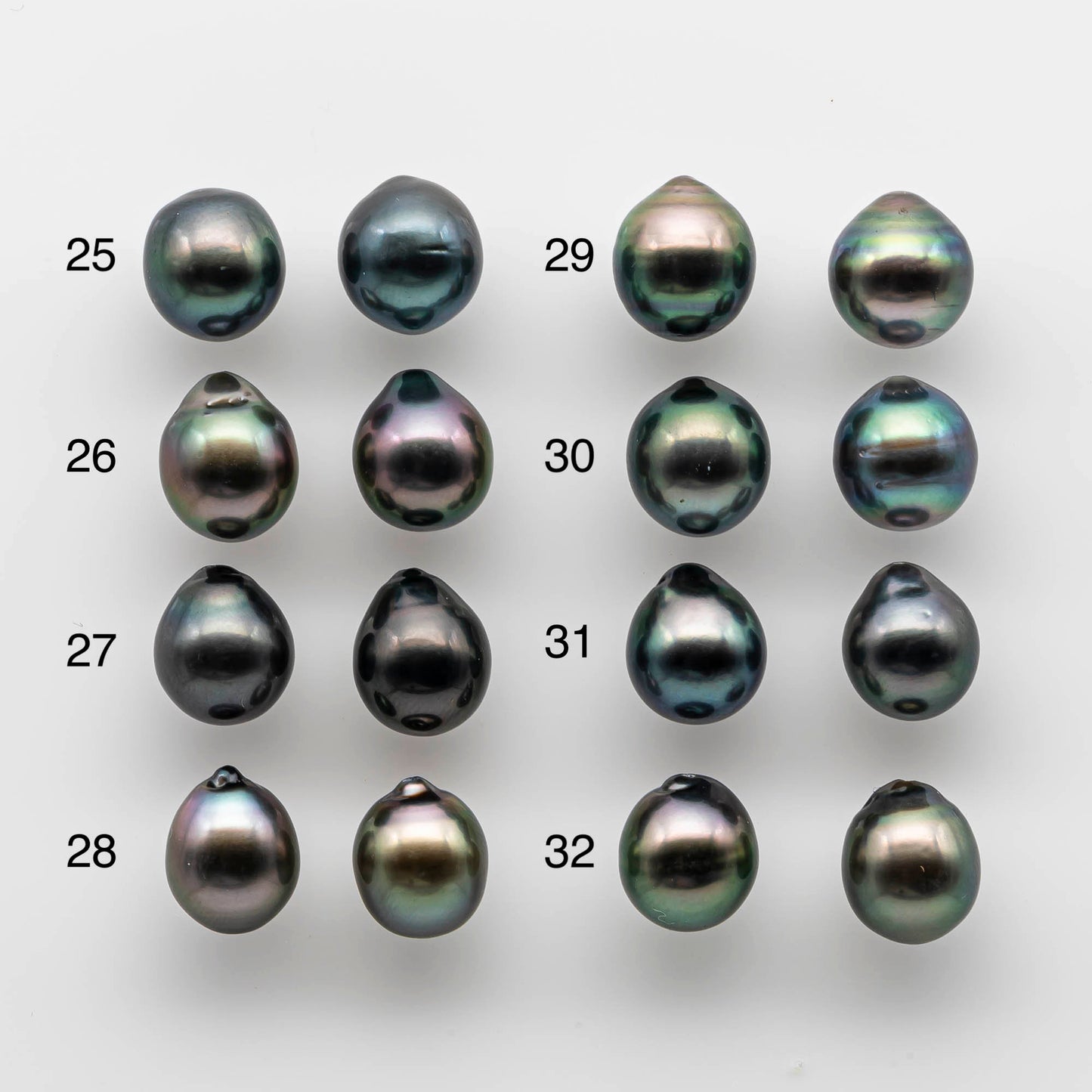 9-10mm Teardrop Tahitian Pearl Loose Matching Pair Undrilled with Minor Blemish and High Luster, For Making Earring, SKU # 1735TH