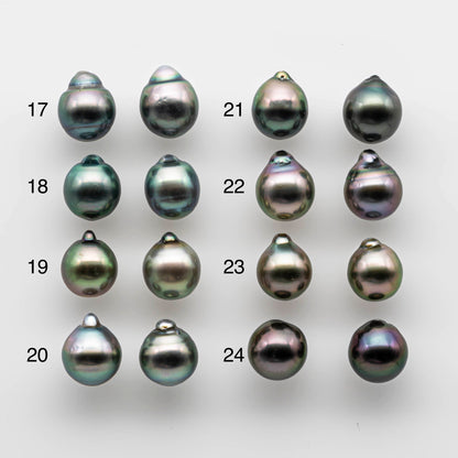 9-10mm Gorgeous Tahitian Pearl Drop in Amazing Luster with Minor Blemish, Loose Matching Pair in Undrilled for Making Earring, SKU # 1736TH