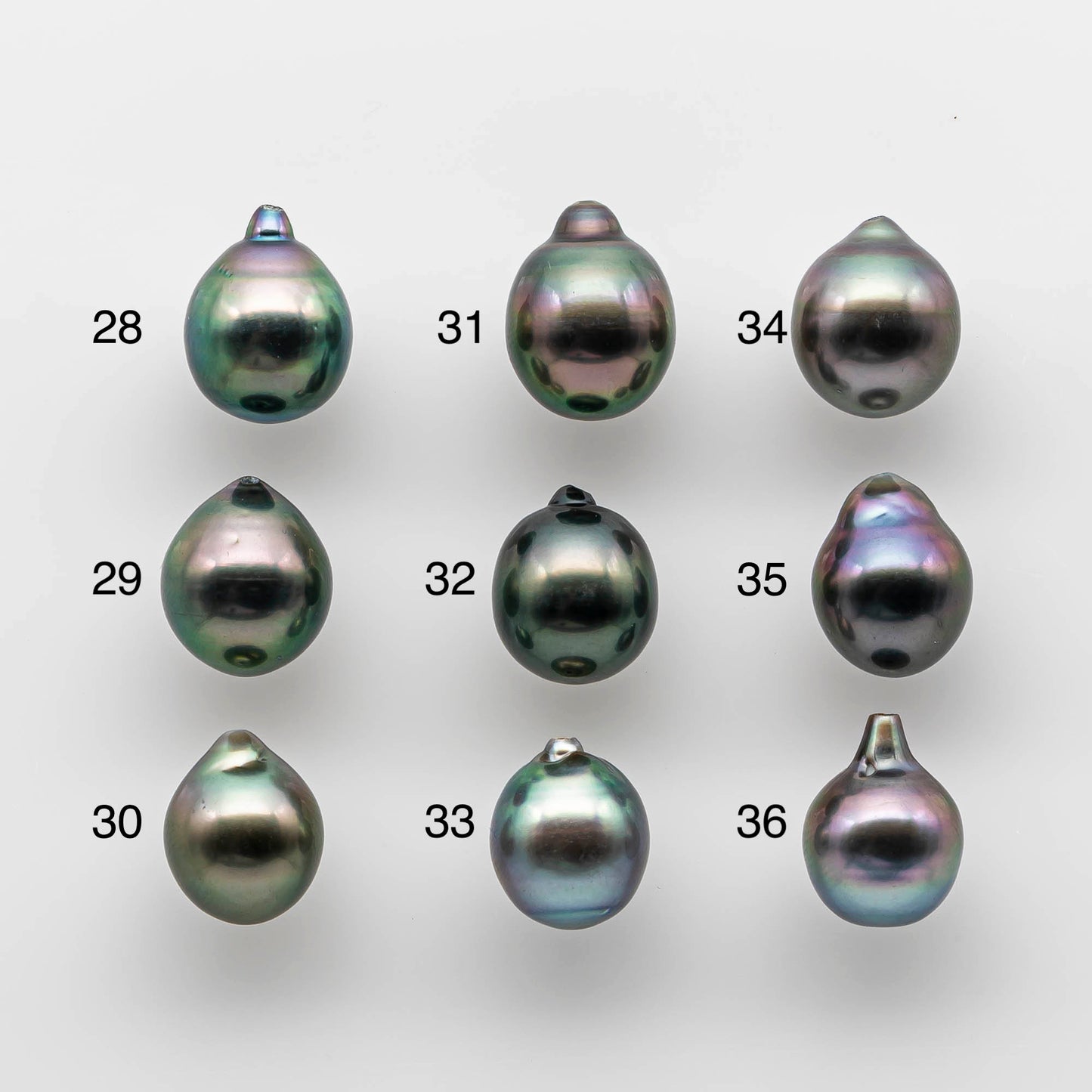 9-10mm Tahitian Pearl Drop in Natural Color and High Luster with Blemish, Single Piece Loose Half Drilled for Jewelry Making, SKU # 1738TH