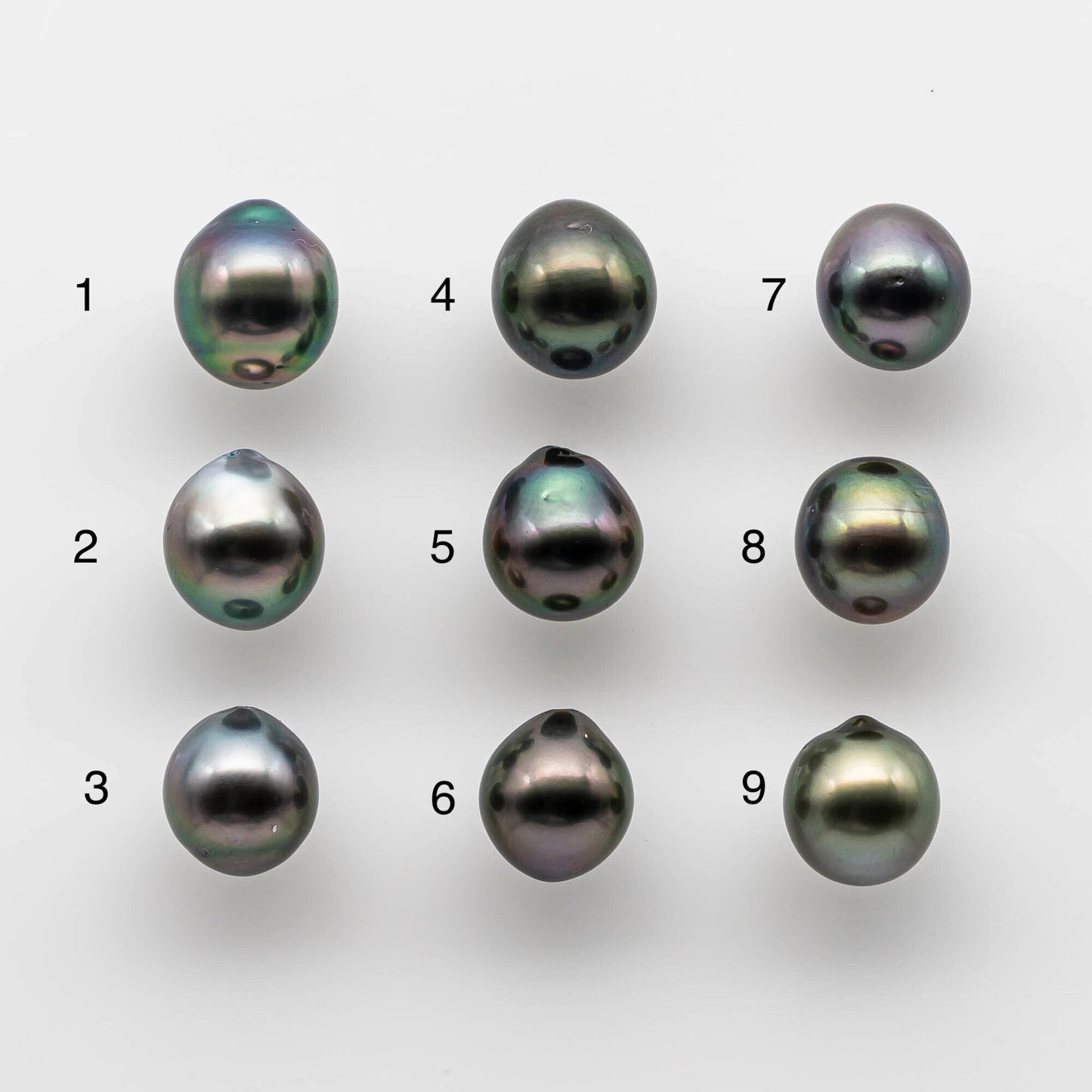 9-10mm Tahitian Pearl Drop in Natural Color and High Luster with Blemish, Single Piece Loose Half Drilled for Jewelry Making, SKU # 1738TH