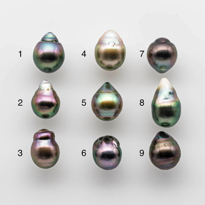 9-10mm Tahitian Pearl Teardrop with Amazing Luster and Natural Color, Single  Loose in Undrilled, Drilled or Large Hole, SKU # 1745TH