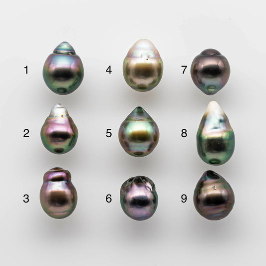 9-10mm Tahitian Pearl Teardrop with Amazing Luster and Natural Color, Single  Loose in Undrilled, Drilled or Large Hole, SKU # 1745TH