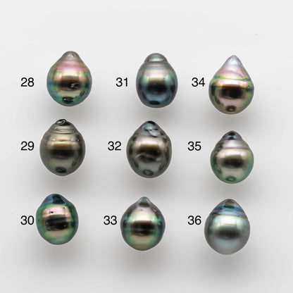 9-10mm Loose Tahitian Pearl Drop in Natural Color and High Luster with Blemish, Loose Undrilled or Drilled or Large Hole, SKU # 1746TH