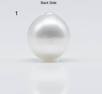 13-14mm White South Sea Pearl Drops in High Luster and Natural White Color with Minor Blemishes, Undrilled Loose Single Piece, SKU # 1751SS