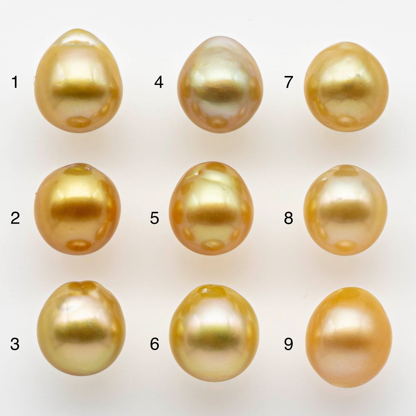 9-10mm Gold South Sea Pearl Drops Undrilled for Jewelry Making, Natural Gold Color Saltwater Pearl, SKU#1983GS