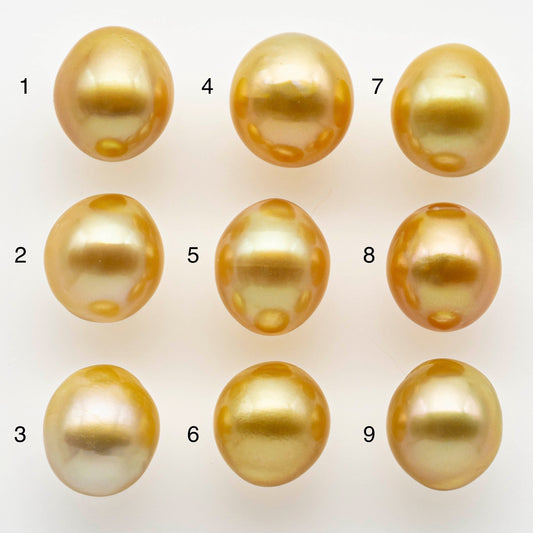 10-11mm Gold South Sea Pearl Drops Undrilled for Jewelry Making, Natural Gold Color Saltwater Pearl, SKU#1986GS