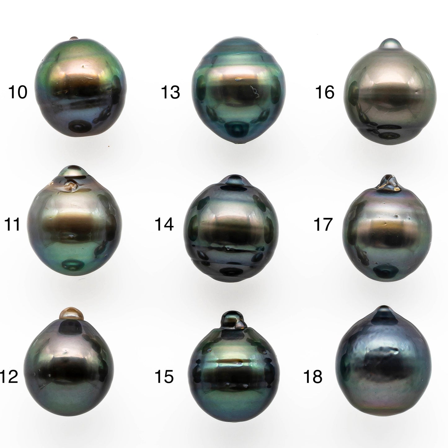 12-13mm Tahitian Pearl Baroque Teardrop Shape in Undrilled Loose Single Piece High Luster and Natural Color with Blemishes, SKU # 2004TH