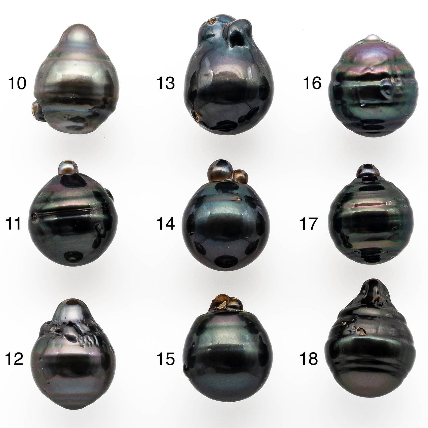 12-13mm Tahitian Pearl Drop Undrilled Loose Single Piece in High Luster and Natural Color with Minor Blemishes, SKU # 2009TH