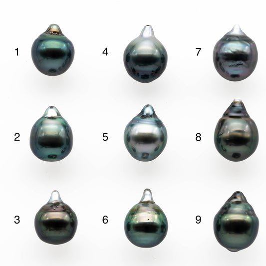 8-9mmmm Tahitian Pearl Drop Undrilled Loose Single Piece in High Luster and Natural Color with Minor Blemishes, SKU # 2032TH