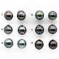 9-10mm Matching Pair Teardrop Tahitian Pearl Loose  Non Drilled with Minor Blemish and High Luster, For Making Earring, SKU # 2026TH