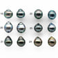 9-10mm Matching Pair Tahitian Pearl Drop with  High Luster and Minor Blemish, Non Drilled  for Making Earring, SKU # 2027TH