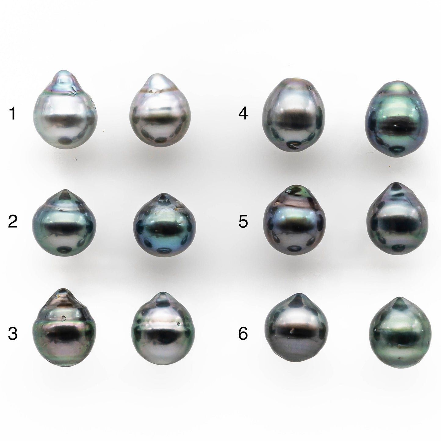 8-9mm Matching Pair Tahitian Pearl Teardrop with High Luster and Blemish,Loose Undrilled for Making Earring or Pendant, SKU # 2029TH