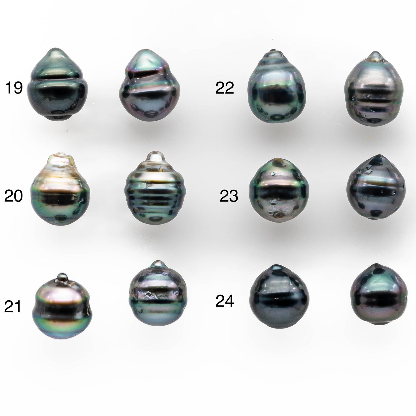 8-9mm Matching Pair Drop Tahitian Pearl  Undrilled with High and Minor Blemish, For Making Earring, SKU # 2030TH